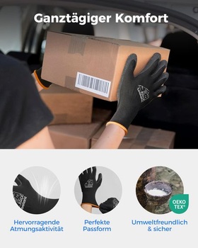 Pracovní rukavice toolant Crinkle Latex ve velkém balení, pogumované bezpečnostní pracovní rukavice