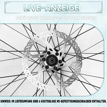 140mm 6-dierkový nerezový brzdový kotúč na bicykel so 6 skrutkami, biely, 140 mm - 1 ks