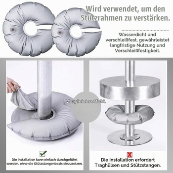 2 plnitelné závaží pro podstavce slunečníků, vodní závaží 50 cm/65 cm, závaží ve tvaru U ve tvaru