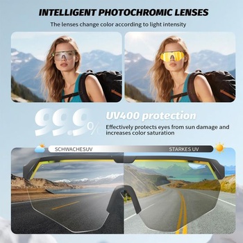Fotochromatické cyklistické okuliare pre mužov aj ženy, rýchlostné okuliare s ultraľahkým rámom TR90,