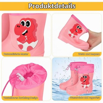 Holínky Aomig, gumové holínky pro děti, protiskluzové holínky, nastavitelná šňůrka, pohodlné