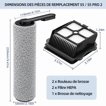 Náhradný kefový valček a HEPA filter pre mokro-suché vysávače Tineco Floor One S5/S5 Pro/S5