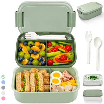 BIBURY Obedový box s priehradkami pre dospelých, 1600 ml,…
