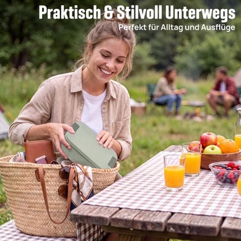 BIBURY Obedový box s priehradkami pre dospelých, 1600 ml, nepriepustný, bez BPA, s príbormi a 2 nádobami