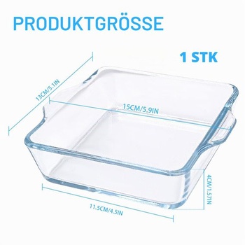 Sklenená zapekacia misa na lasagne, malá sklenená zapekacia misa s objemom 0,5 l, obdĺžniková zapekacia