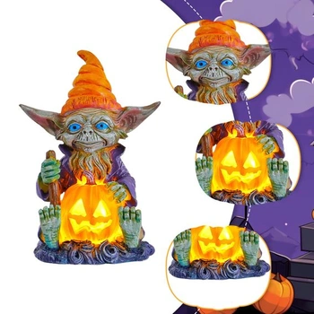 Halloweenská dekorace dýňová lucerna, podzimní dekorace dýňová figurka trpaslíka dýňová figurka s