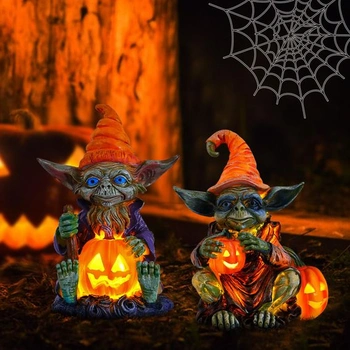 Halloweenská dekorace dýňová lucerna, podzimní dekorace dýňová figurka trpaslíka dýňová figurka s