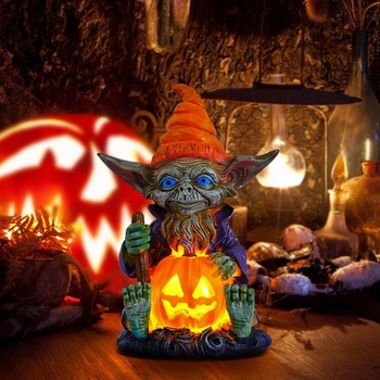 Halloweenska dekorácia tekvicová lampáš, jesenné dekorácie tekvicová figúrka trpaslíka tekvicová figúrka s