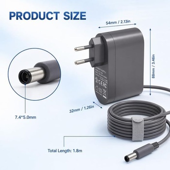 Nabíjačka 16,75 V/24,35 V pre Dyson DC30 DC31 DC34 DC35 DC44 DC45 DC56 DC57 sivá