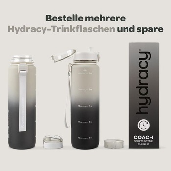 Fľaša na vodu Hydracy Motivation s časovačom a ovocným nálevníkom 1l, šedo-čierna