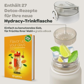 Fľaša na vodu Hydracy Motivation s časovačom a ovocným nálevníkom 1l, šedo-čierna