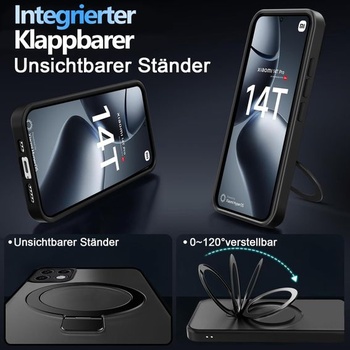 Tawarror 3-v-1 MagStand púzdro na telefón pre Xiaomi 14T Pro, matné priesvitné magnetické ochranné