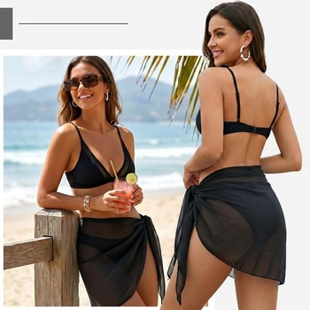 Dámsky plážový zavinovací sarong Aomig, šifónová plážová sukňa so strapcami, sarong, letná šatka,