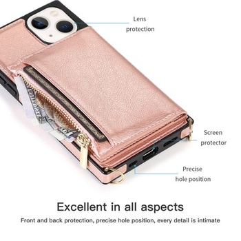 Pouzdro UEEBAI pro iPhone 13 6,1 palce, prémiové pouzdro z umělé kůže s ramenním popruhem, zip,