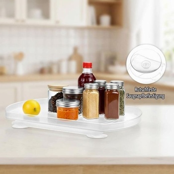 QWORK® Otočný chladničný tanier 43,5 x 29,4 x 4,2 cm, 360 ° otočný obdĺžnikový organizér do chladničky,