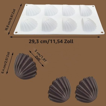 Silikónové formy na pečenie Madeleine s 8 otvormi, nepriľnavá forma na torty Madeleine, forma na