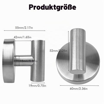 Háčiky s prísavkou BIRDDIE, 6 kusov, háčiky na uteráky, samolepiace háčiky, strieborné, 6*, kartáčovaný