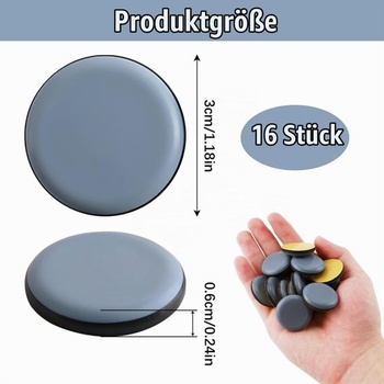 Sada 16 klzákov na nábytok, okrúhle PTFE teflón 30 mm, samolepiace podložky na nábytok pre ľahký