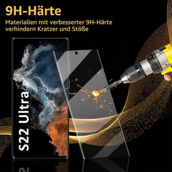 Ochranné tvrzené sklo pro Samsung Galaxy S22 Ultra (3 ks), kompatibilní s otisky prstů, tvrdost 9H,