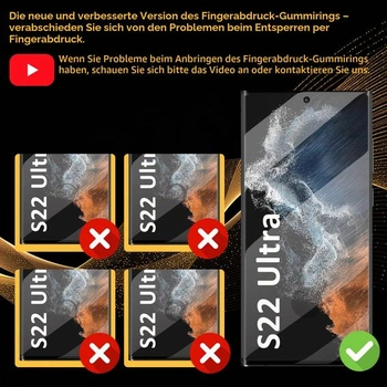 Ochranné tvrzené sklo pro Samsung Galaxy S22 Ultra (3 ks), kompatibilní s otisky prstů, tvrdost 9H,