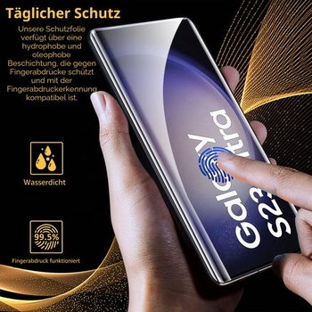 Ochranné tvrzené sklo pro Samsung Galaxy S23 Ultra 5G, 3 ks, tvrdost 9H, kompatibilní s čtečkou