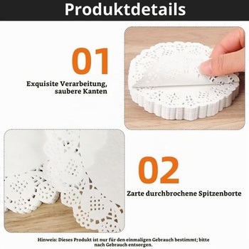 150 kartónových tortových obrúskov, okrúhle obrúsky v tvare košíčka, 11,5 cm, biela 11,5 cm - 150 ks
