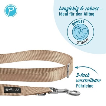 Pletenie na hračky Petlando Hundeleine 2m easy, Basic Comfort, Champagner, L (230x3cm) Champagner L