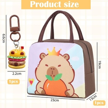 Taška na obed Capybara, roztomilá taška na obed pre ženy a deti, vodotesná, izolovaná, krabička na