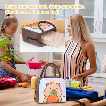 Taška na obed Capybara, roztomilá taška na obed pre ženy a deti, vodotesná, izolovaná, krabička na