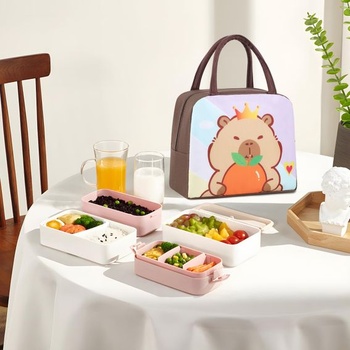 Taška na obed Capybara, roztomilá taška na obed pre ženy a deti, vodotesná, izolovaná, krabička na