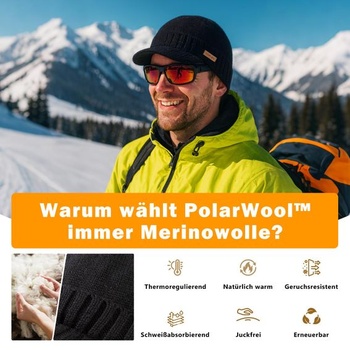 Čepice TOP-EX PolarWool™ z merino vlny s kšiltem a fleecovou podšívkou, velikost M–XXL, nepromokavá