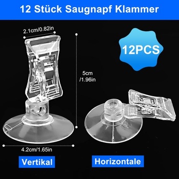 HavaCue 12dílná přísavná svorka, průhledný háček s přísavkou