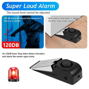 Flintronic Doorstop Alarm, Poplašné zariadenie Doorstop Alarm s ochranou proti vlámaniu 120 dB, 2 kusy