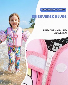 Detská plavecká vesta Gogokids s plaveckými rukávmi, batoľacia plavecká bunda s dvoma náramkami,