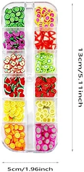 4 sady ovocných plátkov na nechty, Basicon roztomilé ovocné polymérové ​​plátky, 3D ovocné plátky na