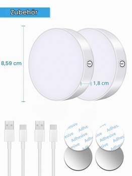 WILLED Stmívatelná dotyková lampa na baterie s teplotou 6000K, LED noční světlo s dobíjecí baterií,