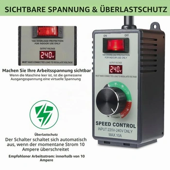Regulátor otáček 230V 4000W, regulátor napětí se zásuvkou, pro motor