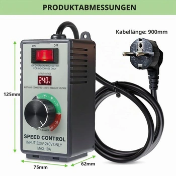 Regulátor otáček 230V 4000W, regulátor napětí se zásuvkou, pro motor