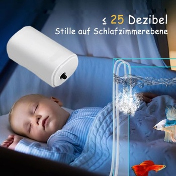Tiché akvarijné vzduchové čerpadlo, 25 decibelov, kyslíkové čerpadlo 200 l/h, výkonný prevzdušňovač