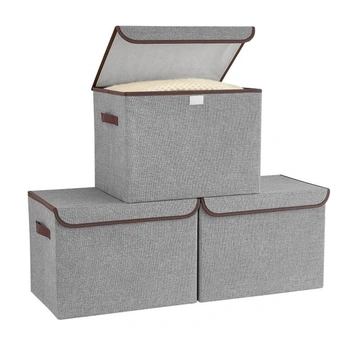 Skladací úložný box Bagnizer s vekom, sada 3 kusov, 42x30x30cm (D-42x30x30CM), šedý - 3 kusy