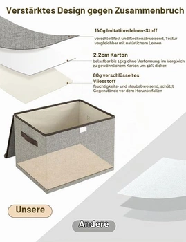 Skladací úložný box Bagnizer s vekom, sada 3 kusov, 42x30x30cm (D-42x30x30CM), šedý - 3 kusy