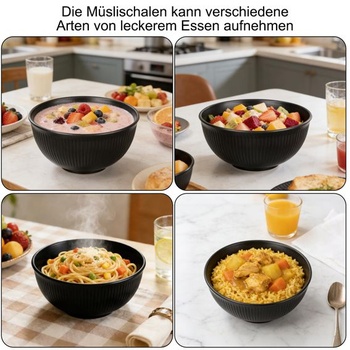 Sada 6 plastových misek na cereálie, nerozbitné plastové misky v 6 barvách, objem 750 ml, vhodné do