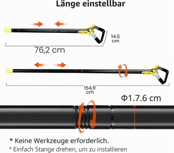Záhradná motyka FLY HAWK, 76-106 cm motyka so strmeňovým mechanizmom, záhradné náradie z nerezovej