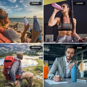 WATERSY nerezová láhev na vodu 500 ml, dětská termoska, bez BPA, studená i teplá, nepropustná,