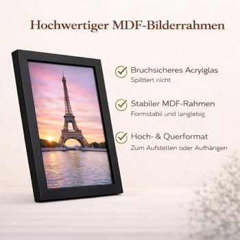 Abio fotorámik 28x35cm čierny MDF akrylový sklenený fotorámik plagátový rámček na fotografie