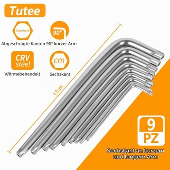 Tutee | Súprava imbusových kľúčov | Torx | CR-V 1,5-10 mm | 9dielna