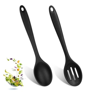 2 silikonové lžíce, silikonové vařicí lžíce, 20cm černé…