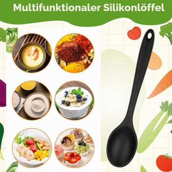 2 silikonové lžíce, silikonové vařicí lžíce, 20cm černé nepřilnavé silikonové lžíce, multifunkční