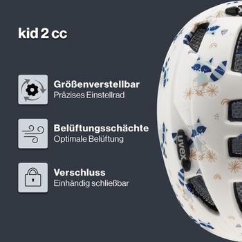 Uvex Kid 2 cc - Ľahká detská helma - individuálne nastaviteľná veľkosť - rozšíriteľná s LED
