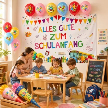 Dekorácia na späť do školy, banner na prvý školský deň pre dievčatá, biely banner na prvý školský deň